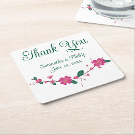 Dank u onderzetter bruiloft gunst groene boom