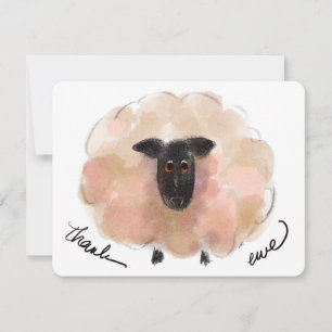 “Dank U Ooi” Dank Je Kaart Waterverf Schaap Notitiekaartje