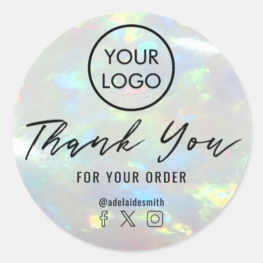 Dank u op Opal Foto Ronde Sticker (Voorkant)