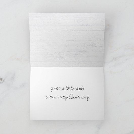 Dank u op Whitewashed Hood Bedankkaart (Binnen)