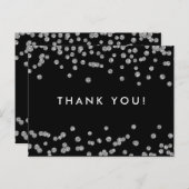 Dank u opmerking Silver Faux Glitter Confetti Zwar Briefkaart (Voorkant / Achterkant)