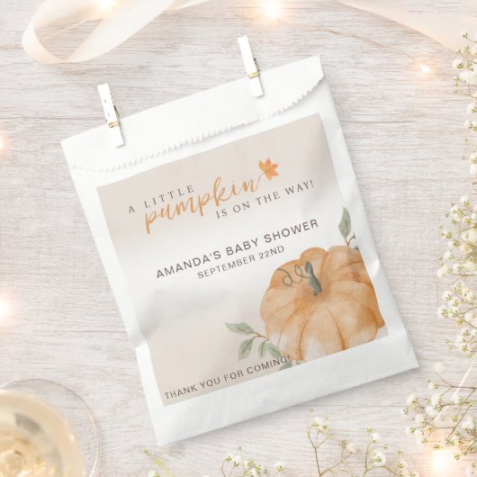 Dank u Oranje kleine pompoen Herfst Baby shower Bedankzakje (Geknipt)