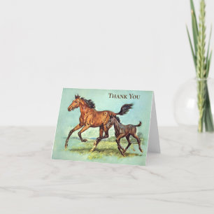 - Dank u - Paarden rennen in een weiland, Bedankkaart