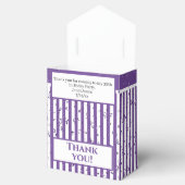 Dank u - Paarse/witte eenvoudige streepjespatroon Bedankdoosjes (Geopend)