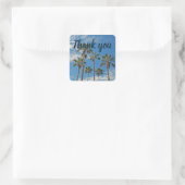 Dank u Palm Trees en Blue Sky Appreciation Vierkante Sticker (Tas)