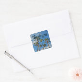 Dank u Palm Trees en Blue Sky Appreciation Vierkante Sticker (Envelop)
