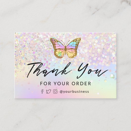 Dank u pastel vlinder visitekaartje (Voorkant)