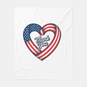Dank U Patriottisch Hart Vintage Vector Ontwerp_1 Fleece Deken