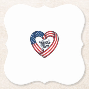Dank U Patriottisch Hart Vintage Vector Ontwerp_1 Kartonnen Onderzetters