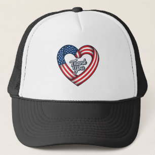 Dank U Patriottisch Hart Vintage Vector Ontwerp_1 Trucker Pet