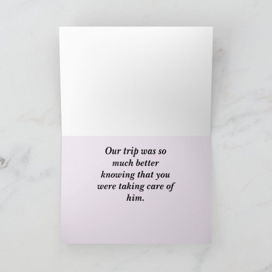 Dank u Pet Sitter Rich Paars met Pw Print Kaart (Binnen)