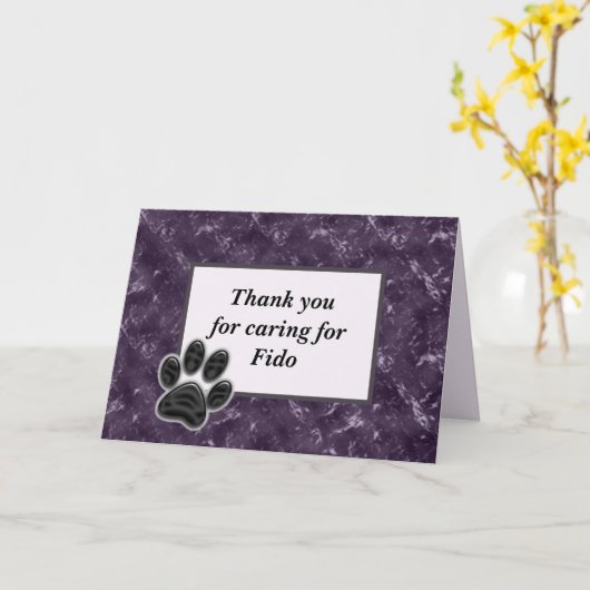 Dank u Pet Sitter Rich Paars met Pw Print Kaart (Gele Bloem)