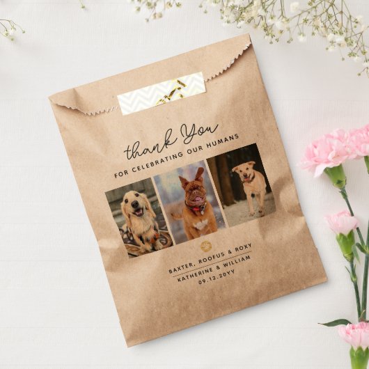 Dank u Pet Theme 3 Photo Paw Print Bedankzakje (Gezegeld)