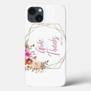 Dank U Pink Bloemenschildering in Waterverf iPhone 13 Hoesje
