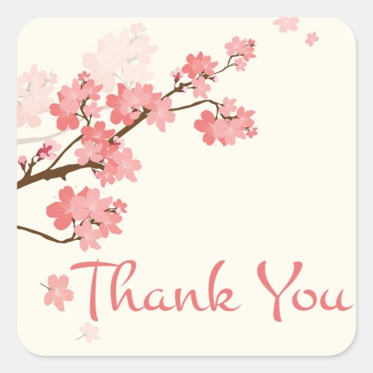Dank u Pink Cherry Blossom Bloemen Stickers (Voorkant)