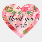 Dank U Pioenbloemen Hart Sticker (Voorkant)