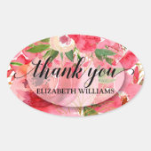 Dank U Pioenbloemen Ovale Sticker (Voorkant)