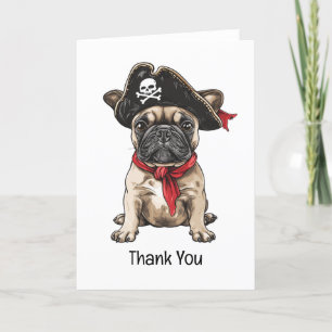 Dank u Pirate Franse Bulldog Skull Crossbones Bedankkaart