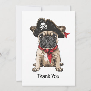 Dank u Pirate Franse Bulldog Skull Crossbones Bedankkaart