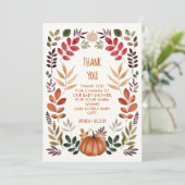 Dank u Pompoen Herfst Baby shower Bedankkaart (Staand voorkant)