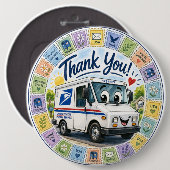 Dank u postarbeiders ronde button 6,0 cm (Voorkant /achterkant)