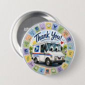 Dank u postarbeiders ronde button 7,6 cm (Voorkant /achterkant)