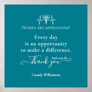 Dank u Poster Patiënt aan verpleegkundige Geperson