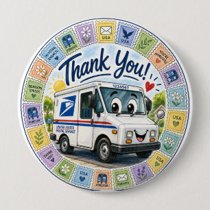 Dank u Postmedewerkers Ronde Button 4,0 Cm
