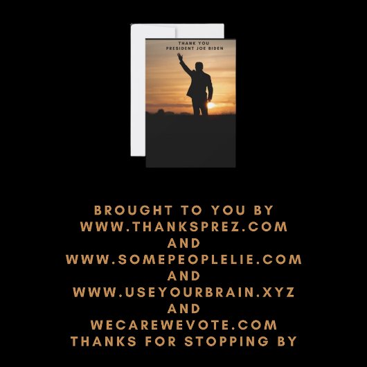 Dank u President Joe Biden Bedankkaart