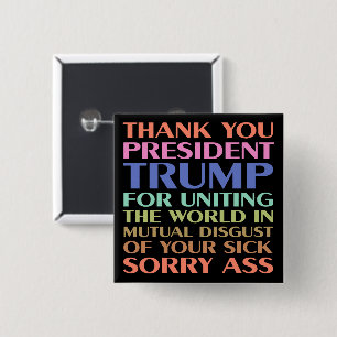 Dank U President Trump Voor Het Verenigen Van De W Vierkante Button 5,1 Cm