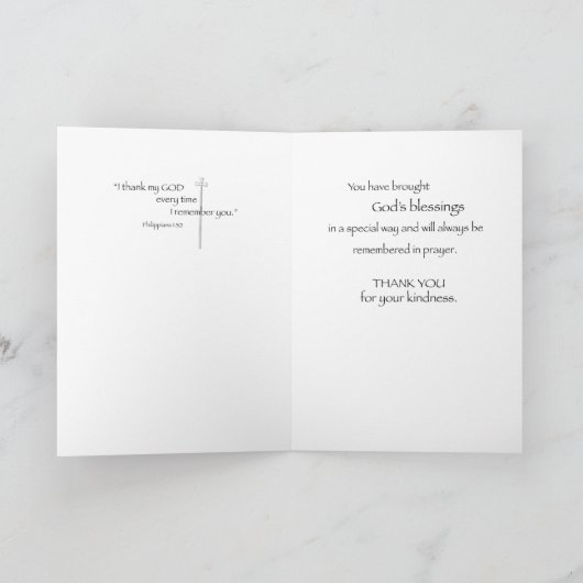 Dank u priester Cross Bedankkaart (Binnen)