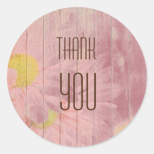 Dank U Professionele Roze Gouden Bloem Minimalisti Ronde Sticker