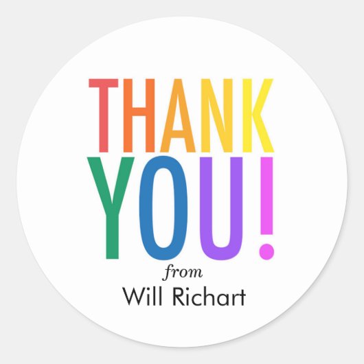 Dank u Rainbow orde stickers aangepaste geschenk l (Voorkant)