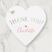 DANK U regenboog letters  pastel kleuren Bedankjes Labels (Voorkant)