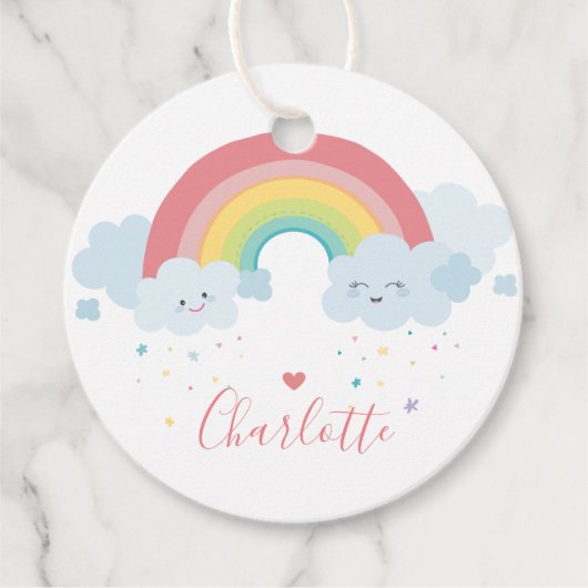 DANK U regenboog letters  pastel kleuren Bedankjes Labels (Voorkant)
