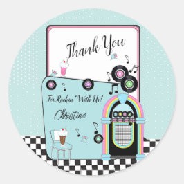 Dank u, Retro 1950's Diner Verjaardag Ronde Sticker