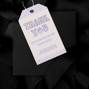 Dank u Retro Groovy 1e Verjaardag Party Favor Cadeaulabel