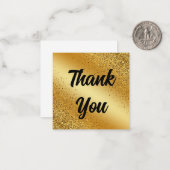 Dank u, retro kalligrafie, gouden glitters bruilof notitiekaartje (Voorkant / Achterkant in situ)