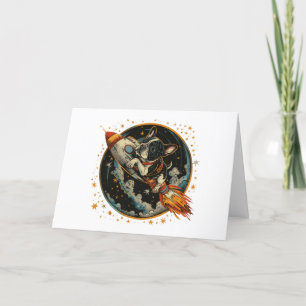 Dank u Rocket Ship Franse Bulldog Astronaut Bedankkaart