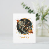Dank u Rocket Ship Franse Bulldog Astronaut Briefkaart (Staand voorkant)