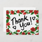 DANK U Rode Rozen Lijst Bloemen Custom Briefkaart (Voorkant / Achterkant)
