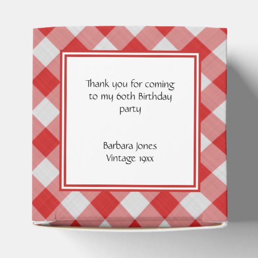 "Dank u" rood/wit Gingham controleert patroon Bedankdoosjes (Bovenkant)