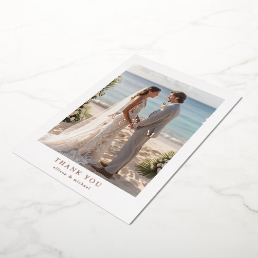 "Dank u" Roos-goud-Folie, minimaal, Folie Uitnodiging (Gedraaid)