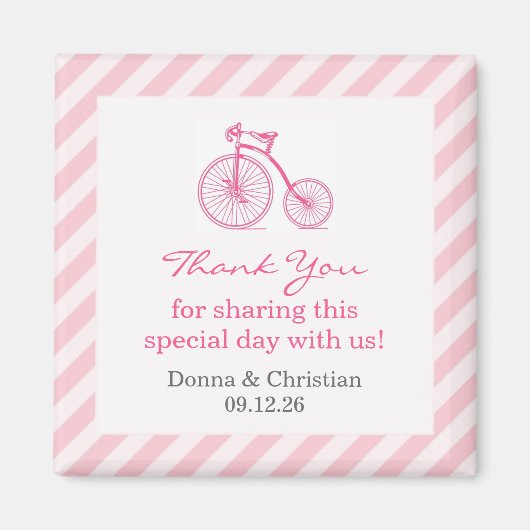 Dank u Roze Baby shower Favor Magnet Magneet (Voorkant)