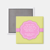 Dank u Roze Baby shower Favor Magnet Magneet (Voorkant / Achterkant)