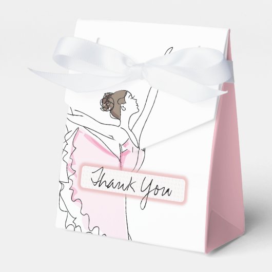 Dank u Roze Ballerina Verjaardag Baby Favor Boxes Bedankdoosjes (Voorkant Zijde)
