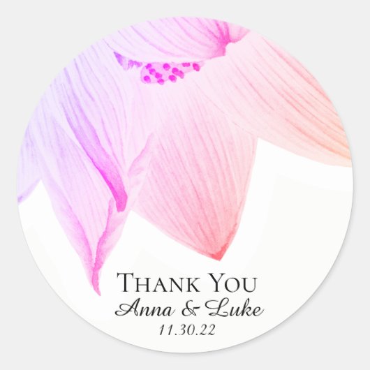 *~* Dank u Roze & Blauw Ombre Lotus Ronde Sticker (Voorkant)