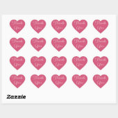 Dank u roze en wit hart sticker (Vel)