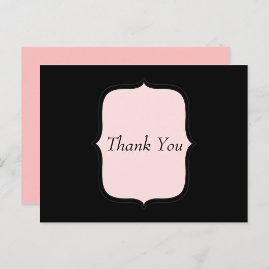 Dank U roze en zwart Briefkaart (Voorkant / Achterkant)