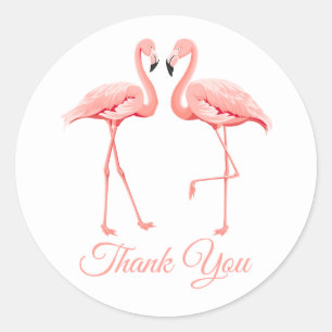 Dank u Roze Flamingo Tropische Bruiloft Strand Ronde Sticker